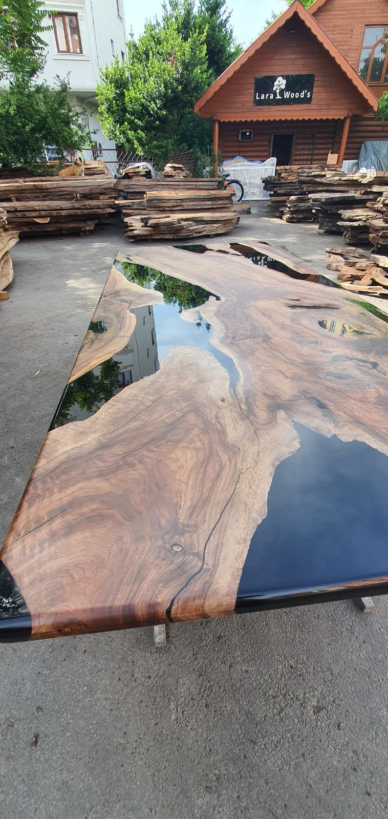 Custom Epoxy Resin Table, 108” x 48” Walnut Black Epoxy Table, Epoxy Dining Table, Live Edge Table, Custom Order for Lance