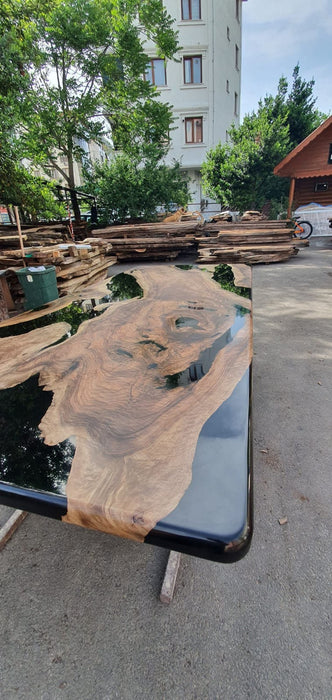 Custom Epoxy Resin Table, 108” x 48” Walnut Black Epoxy Table, Epoxy Dining Table, Live Edge Table, Custom Order for Lance