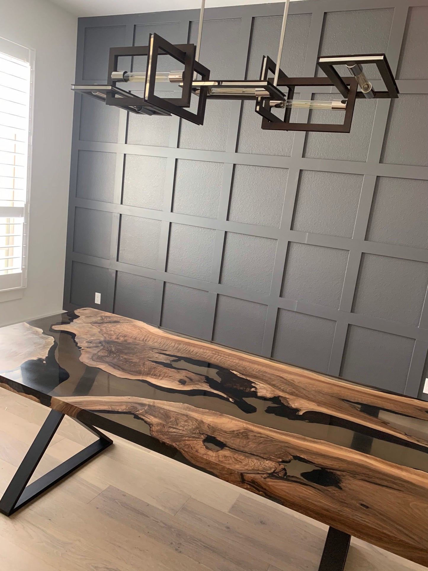 Live Edge Table, Clear Epoxy Table, Custom 84” x 40” Walnut Smokey Gray Table, Epoxy River Table, Handmade Epoxy Table, Order for Suchi