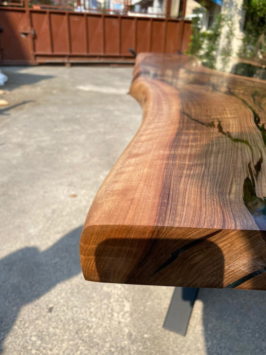 Clear Epoxy, Custom 96” x 40” Walnut Table, Clear Epoxy River Table, Live Edge Dining Table, Custom Order for Ebru