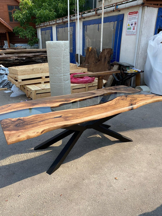 Resin River Table, Custom 96” x 40” Walnut Table, Clear Epoxy Table, Live Edge Table, Custom Dining Table Order for Ebru2