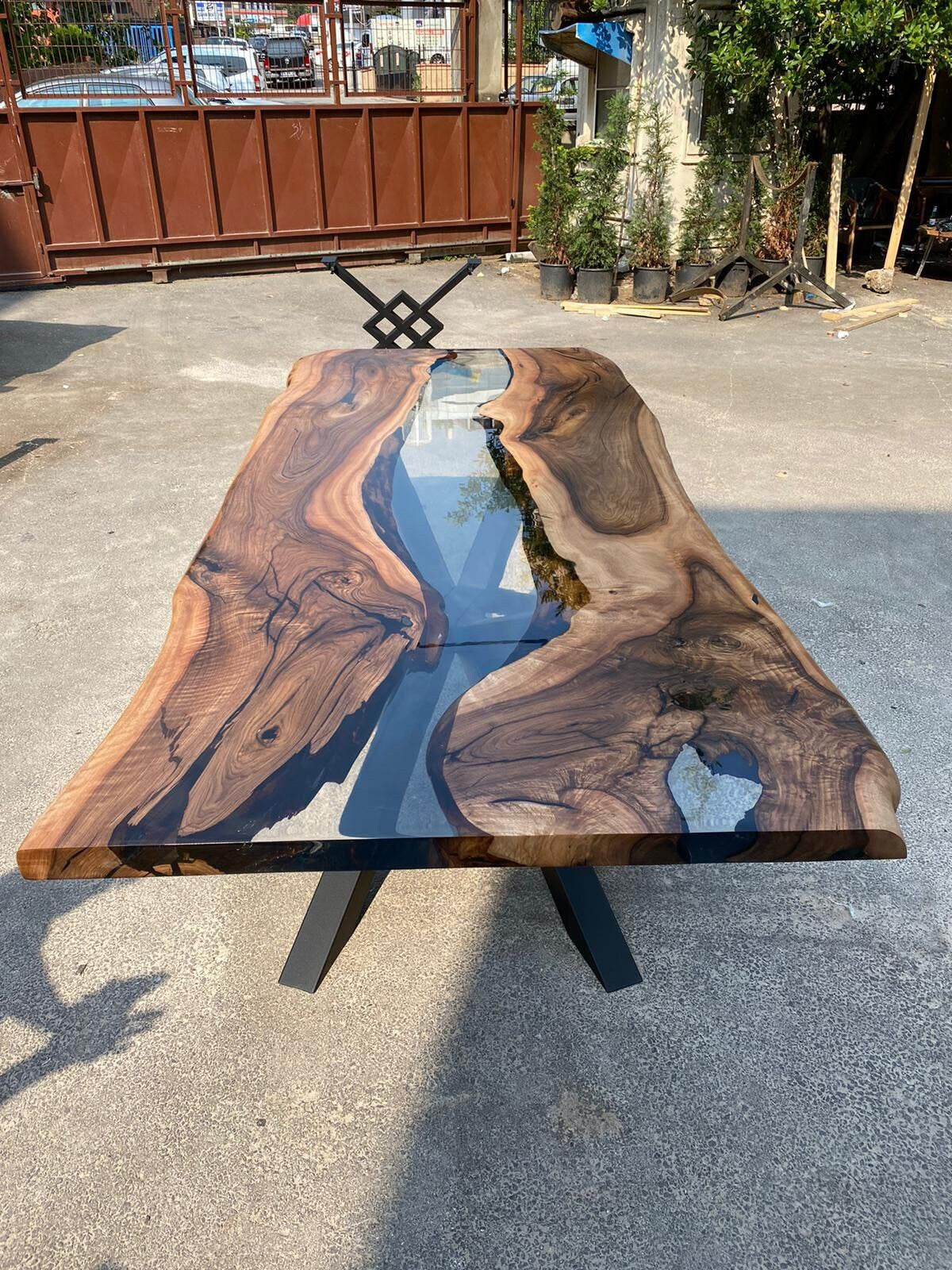 Resin River Table, Custom 96” x 40” Walnut Table, Clear Epoxy Table, Live Edge Table, Custom Dining Table Order for Ebru2