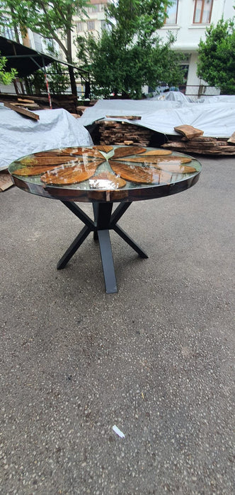 Live Edge Table, Custom 48” Diameter Round Table, Walnut Wood Table, Clear Epoxy Dining Table, Custom Order for Passionately Design