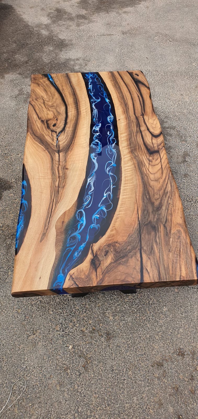 Live Edge Table, Epoxy Coffee Table, Custom 48” x 24” Walnut Ocean Blue, Turquoise White Waves, Epoxy River Coffee Table, Order for Leshea