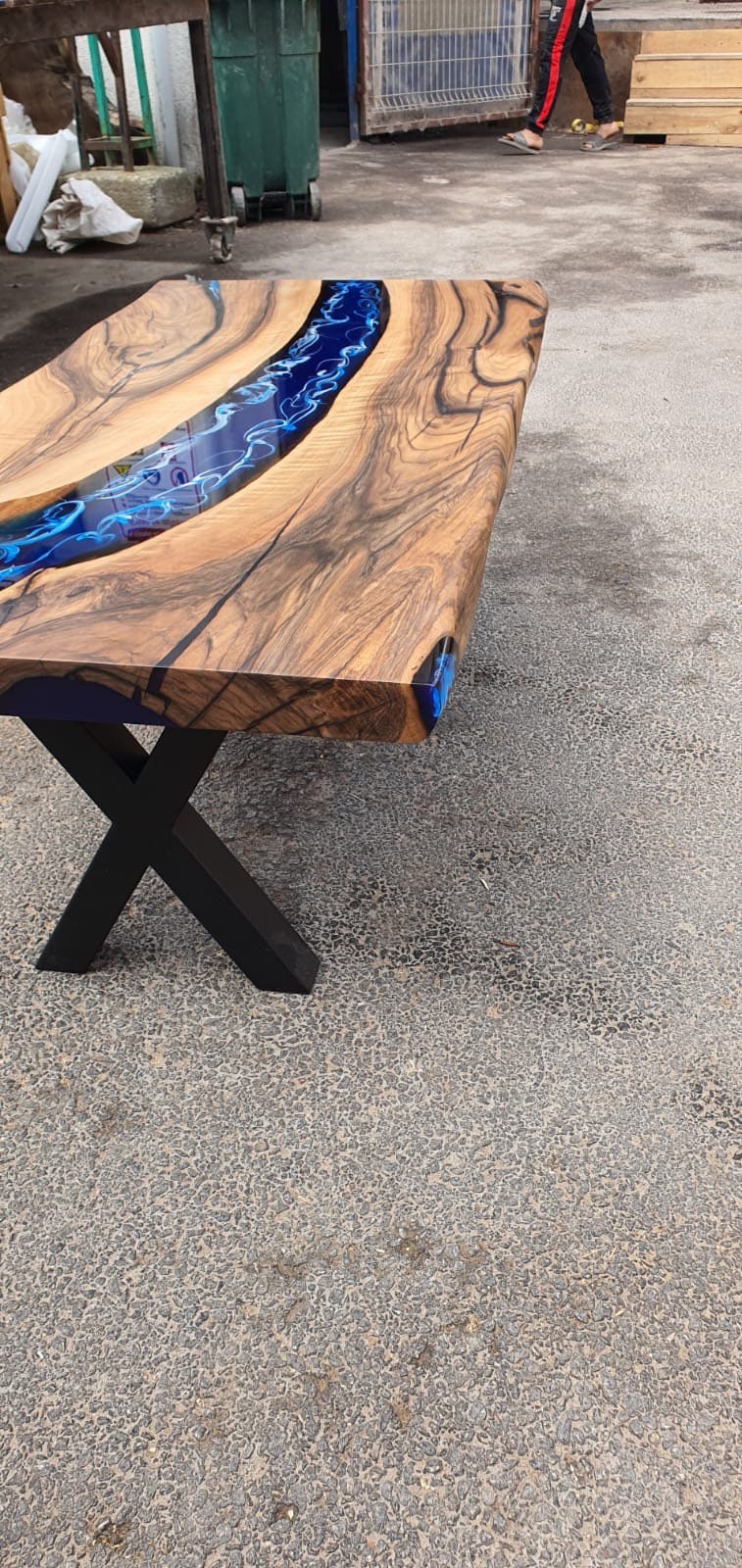 Live Edge Table, Epoxy Coffee Table, Custom 48” x 24” Walnut Ocean Blue, Turquoise White Waves, Epoxy River Coffee Table, Order for Leshea