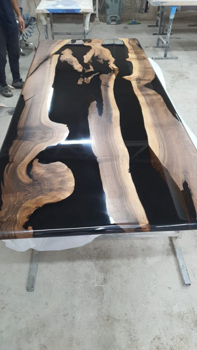 Live Edge Table, River Table, Custom 96” x 40” Walnut Black Table, Epoxy River Dining Table, Custom Order for Kevon