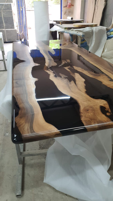 Live Edge Table, River Table, Custom 96” x 40” Walnut Black Table, Epoxy River Dining Table, Custom Order for Kevon