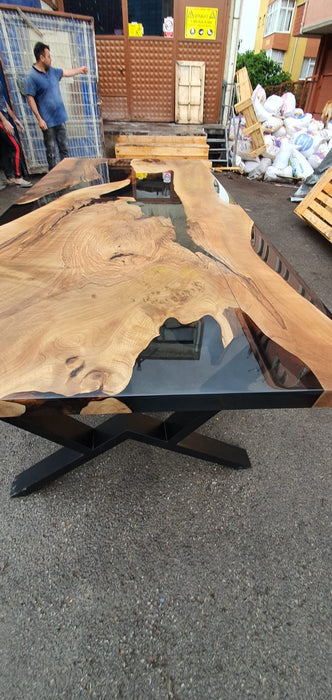 Walnut Dining Table, Epoxy Dining Table, Custom 84” x 38” Walnut Smokey Gray Table, Epoxy River Dining Table,Custom Order for Alric