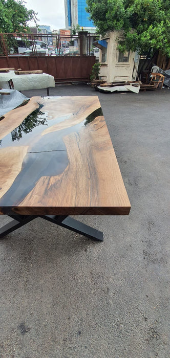 Walnut Dining Table, Epoxy Dining Table, Custom 84” x 38” Walnut Smokey Gray Table, Epoxy River Dining Table,Custom Order for Alric