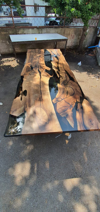 Walnut Dining Table, River Table, Custom 113” x 40” Walnut Smokey Gray Table, Epoxy River Dining Table,Custom Order for Melissa