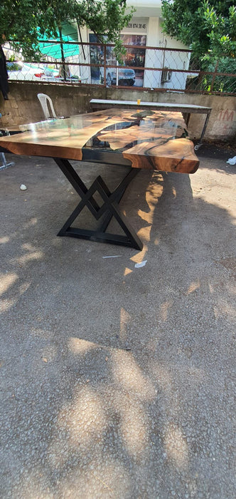 Walnut Dining Table, River Table, Custom 113” x 40” Walnut Smokey Gray Table, Epoxy River Dining Table,Custom Order for Melissa