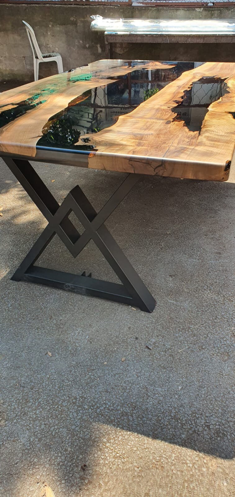 Walnut Dining Table, Custom 84” x 42” Black Epoxy Table, Epoxy Resin Table, Live Edge Table for Drwinkler