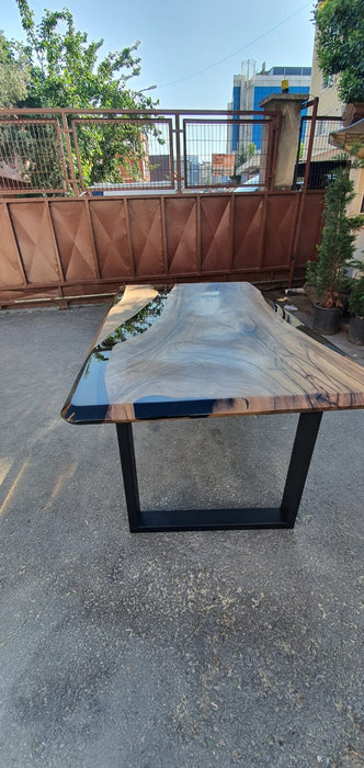 Handmade Epoxy Table, River Table, Custom 60” x 36” Walnut Smoke Gray Table, Epoxy River Table, Custom Order for Rebecca M