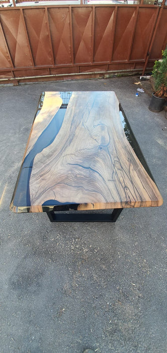 Handmade Epoxy Table, River Table, Custom 60” x 36” Walnut Smoke Gray Table, Epoxy River Table, Custom Order for Rebecca M