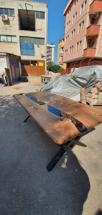 Walnut Dining Table, Custom 84” x 42" Black Epoxy River Table, Live Edge Table, River Table, Wooden Table, Custom Order for Neelima