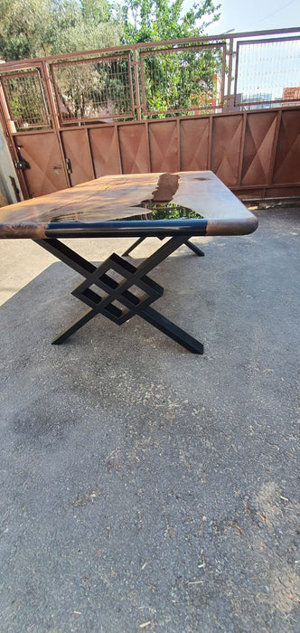 Walnut Dining Table, Custom 84” x 42" Black Epoxy River Table, Live Edge Table, River Table, Wooden Table, Custom Order for Neelima