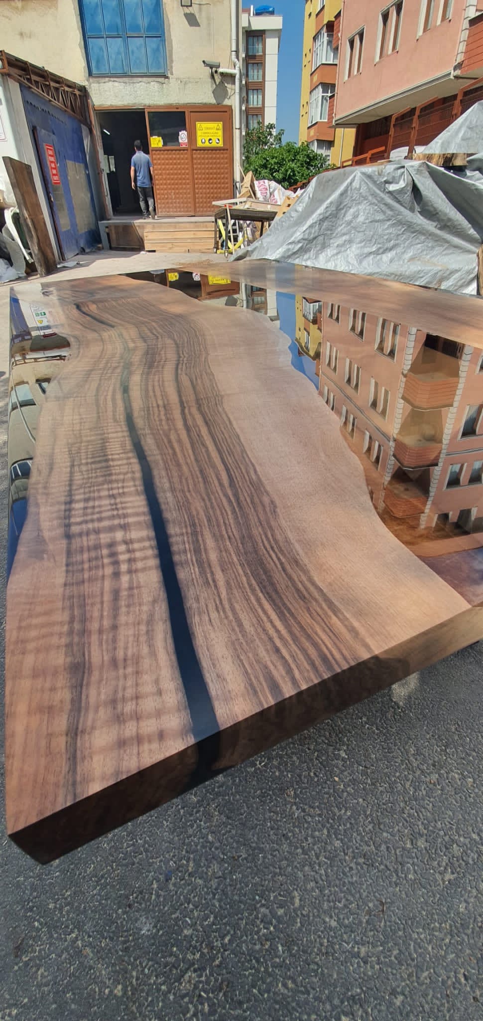 Live Edge Table, Epoxy Dining Table, Epoxy Resin Table, Custom 72” x 42” Walnut Smokey Gray Table, Epoxy Dining Table Order for Nazia