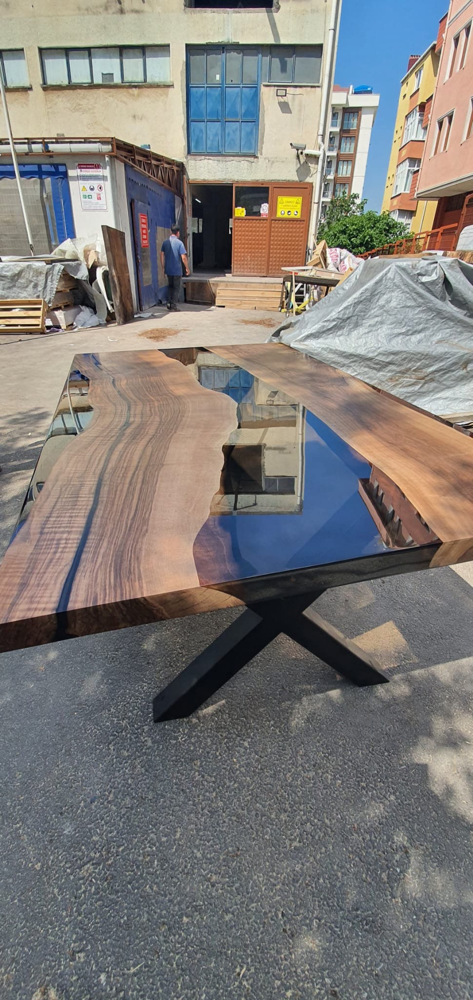 Live Edge Table, Epoxy Dining Table, Epoxy Resin Table, Custom 72” x 42” Walnut Smokey Gray Table, Epoxy Dining Table Order for Nazia