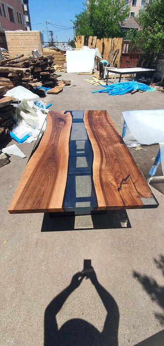 Walnut Dining Table, Custom 84” x 42” Clear Epoxy Table, Wooden Table,  River Table, Live Edge Table, Custom Order for Julia K