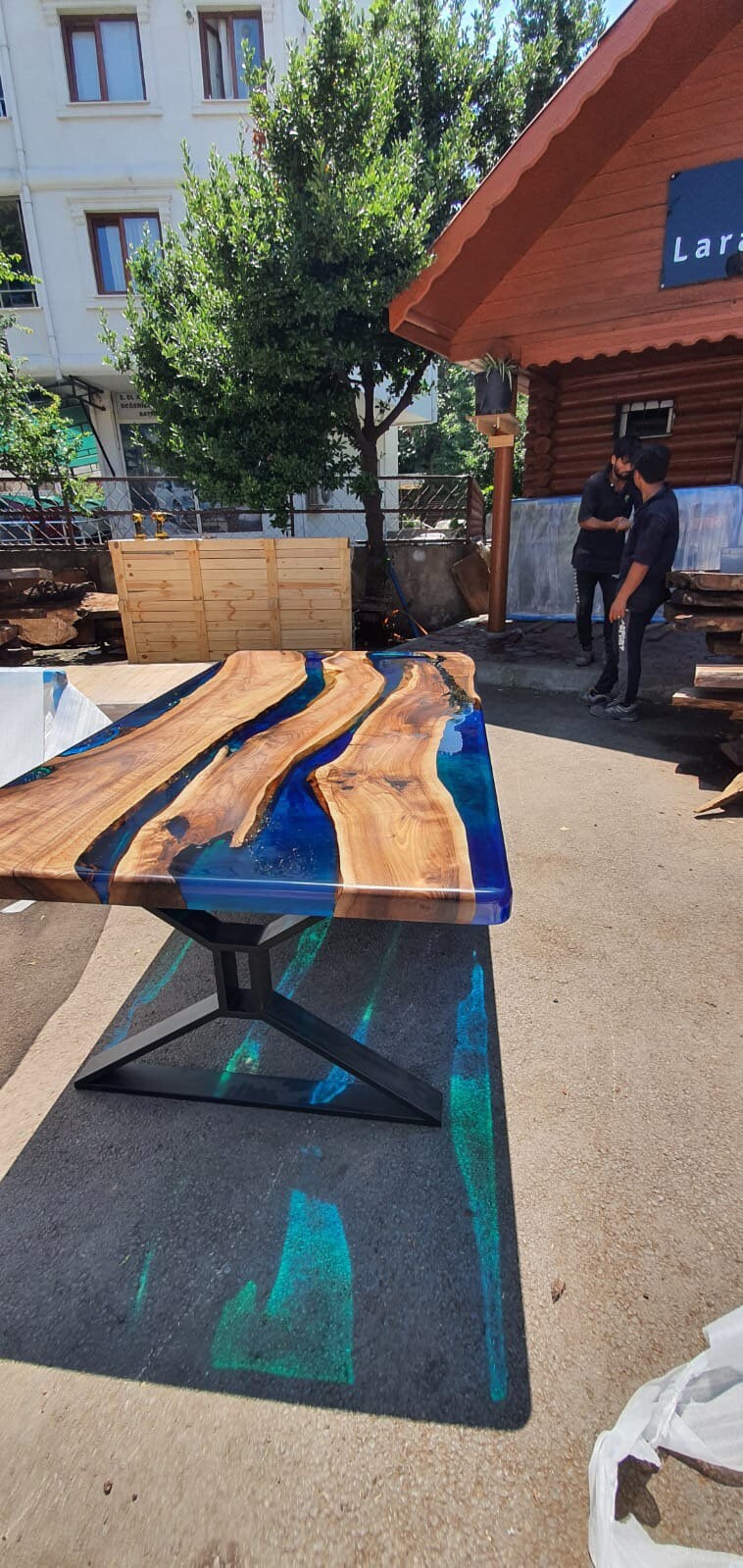 Handmade Epoxy Table, Custom 80” x 42” Walnut Blue, Turquoise, Green Epoxy Table, Live Edge Table, Epoxy River Dining Table, for Ted P