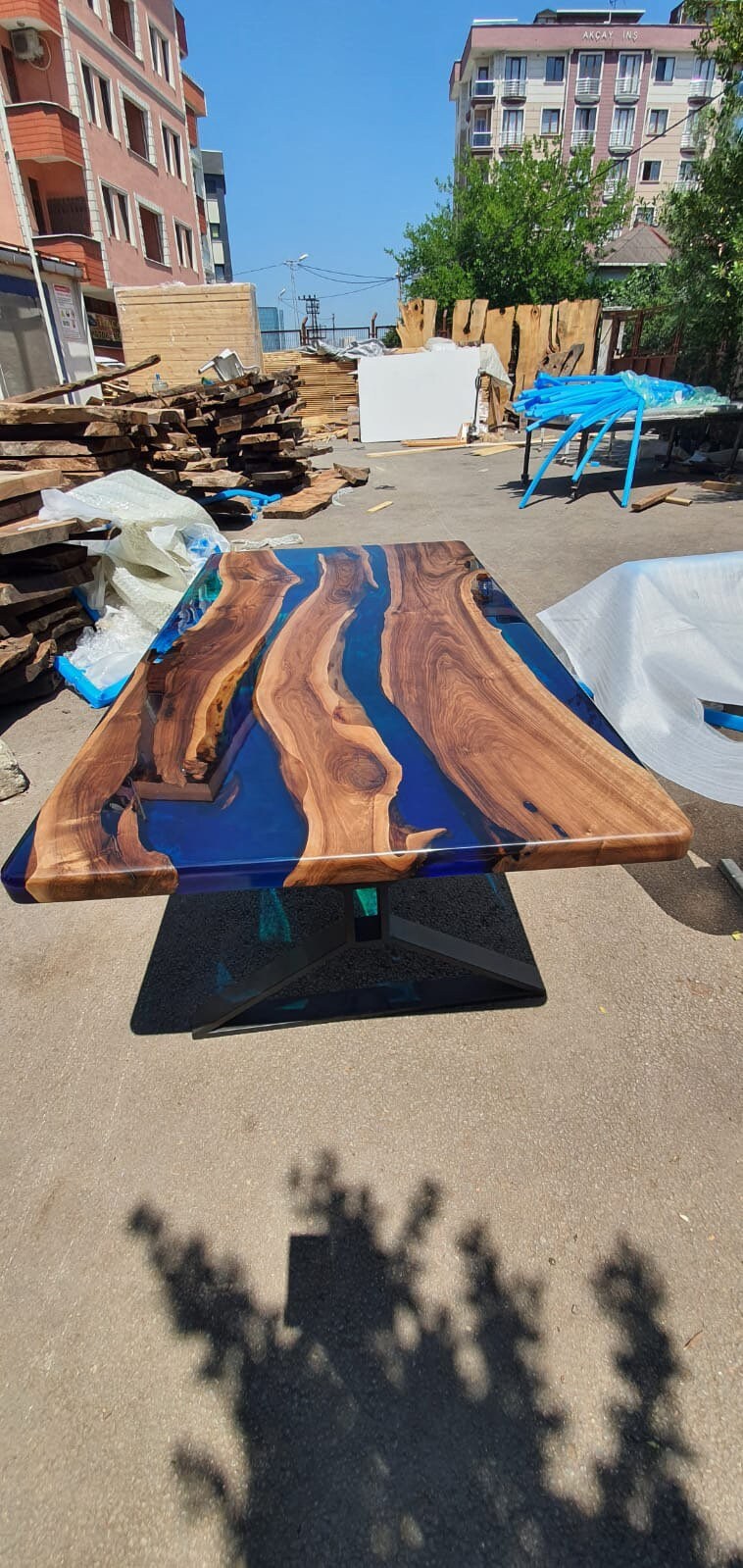 Handmade Epoxy Table, Custom 80” x 42” Walnut Blue, Turquoise, Green Epoxy Table, Live Edge Table, Epoxy River Dining Table, for Ted P