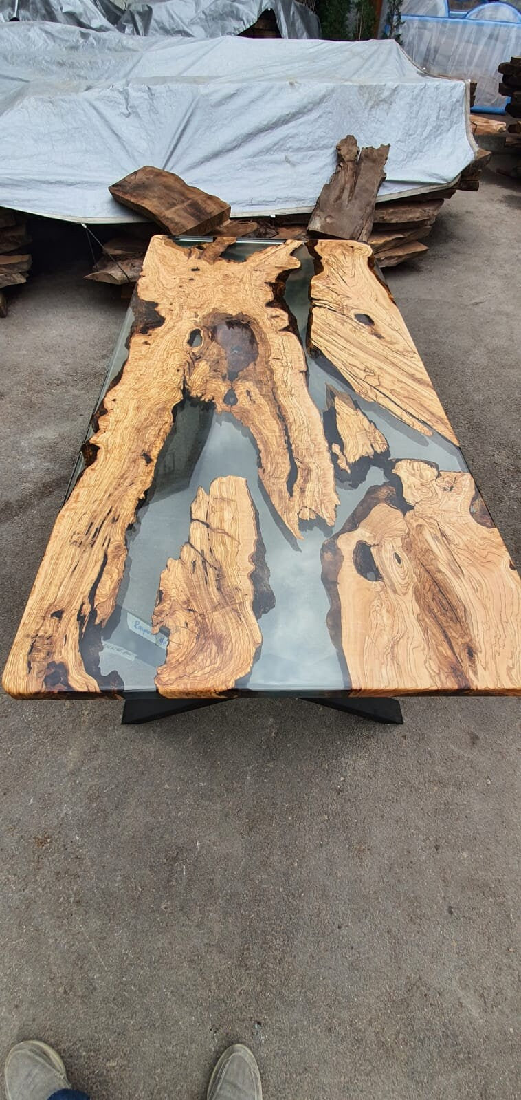 Olive Wood Epoxy Table, Custom 84” x 40” Olive Wood Table, Clear Epoxy Table,  Epoxy Dining Table, Custom Order for Rayanne