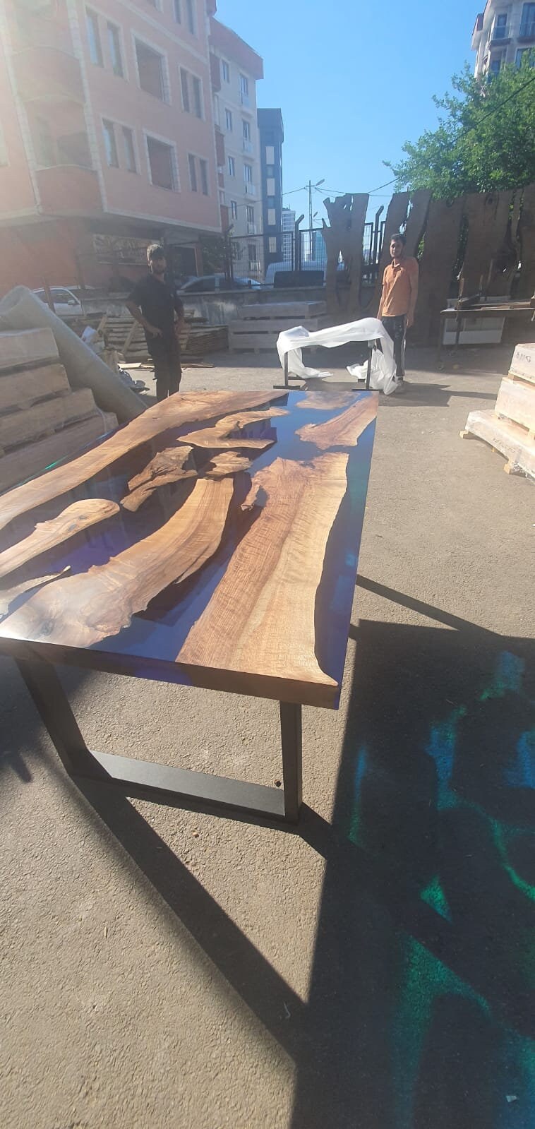 Handmade Epoxy Table, Custom 72” x 40” Walnut Blue, Turquoise, Green Table, Epoxy Dining Table, Live Edge Table, Custom Order for Tara