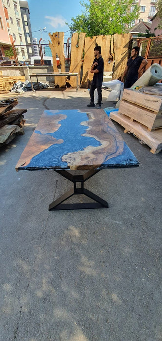 Epoxy Marble Table, Custom 60” x 36” Walnut Marble Gray Table, Epoxy River Table, Live Edge Table, Custom Order for Akilah
