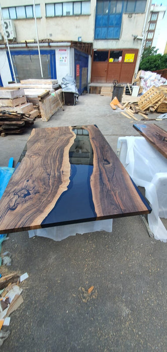 Walnut Dining Table, Custom 90” x 50” Walnut Smokey Gray Table, Epoxy River Dining Table, Live Edge Table, Custom Order for Raidermari 2