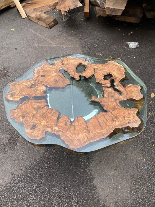 Handmade Resin Table, Epoxy Coffee Table, Epoxy Dining Table, Custom 40” Diameter Round Table, Olive Wood Epoxy Table, Order for Stephen