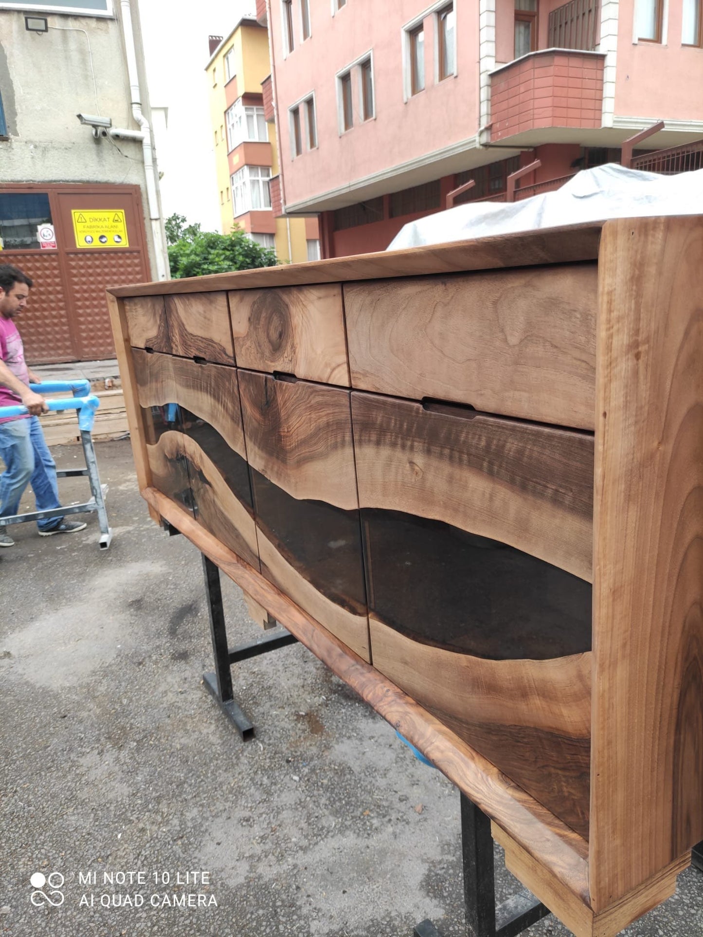 Clear Epoxy Resin 72” x 18” x 34” Credenza, Wood Epoxy Resin Credenza, Walnut Epoxy Epoxy Credenza, Custom Cabinet for Monterrey