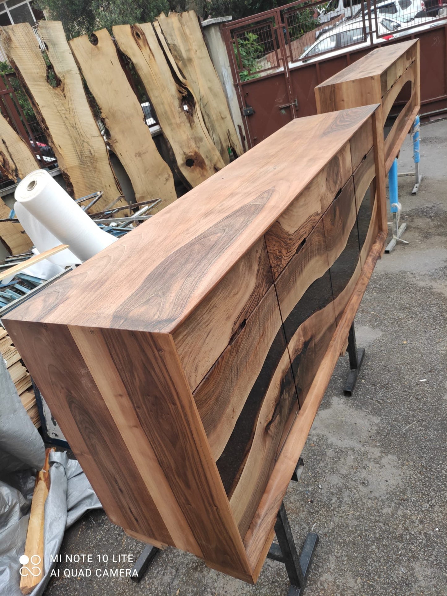 Clear Epoxy Resin 72” x 18” x 34” Credenza, Wood Epoxy Resin Credenza, Walnut Epoxy Epoxy Credenza, Custom Cabinet for Monterrey