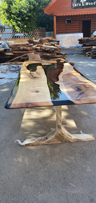 River Table, Live Edge Table, Handmade Epoxy Table, Custom 115” x 42” Walnut Smokey Gray Table, Epoxy River Table, Custom Order for Kathy