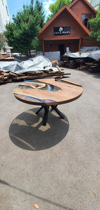 Epoxy Coffee Table, Custom Coffee Table, Custom 50” Diameter Round Table, Walnut Wood Smokey Gray Table, Epoxy Table, Order for Denise P