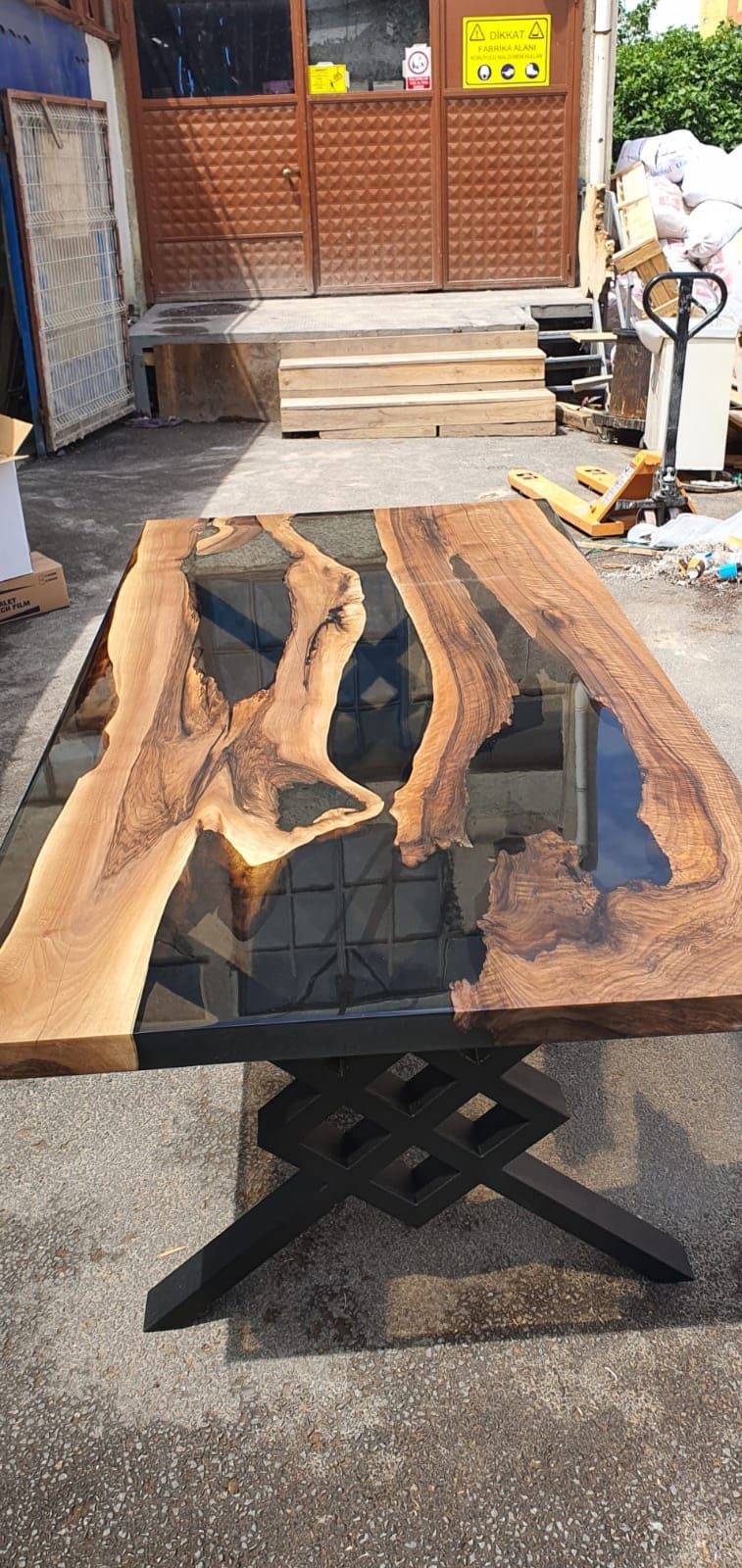 Live Edge Table, Epoxy Dining Table, Epoxy Resin Table, Custom 90” x 43” Walnut Smokey Gray Table, Epoxy River Table, Order for Paula