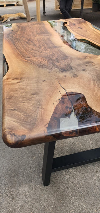 Handmade Epoxy Table, Epoxy Resin Table, Custom 70” x 36” Walnut Table, Clear Epoxy Table, River Dining Table, Custom Order for Aly