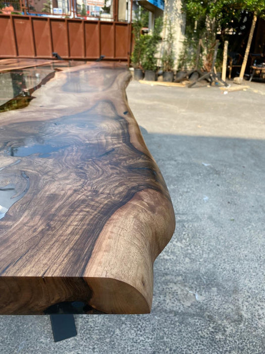 Clear Epoxy, Custom 96” x 40” Walnut Table, Clear Epoxy River Table, Live Edge Dining Table, Custom Order for Ebru