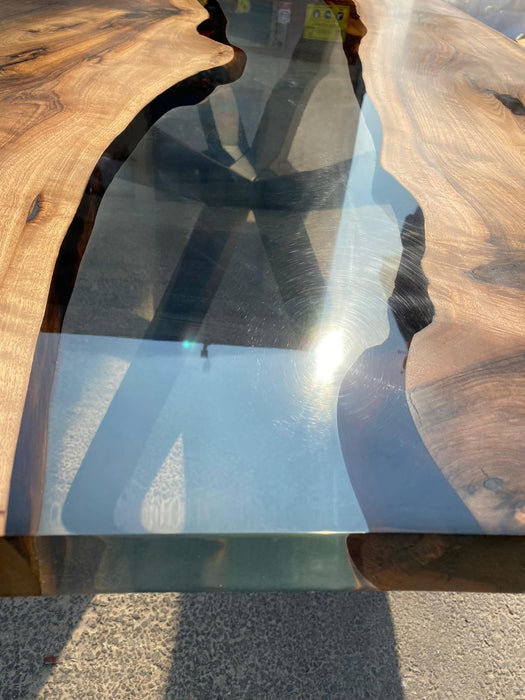 Clear Epoxy, Custom 96” x 40” Walnut Table, Clear Epoxy River Table, Live Edge Dining Table, Custom Order for Ebru