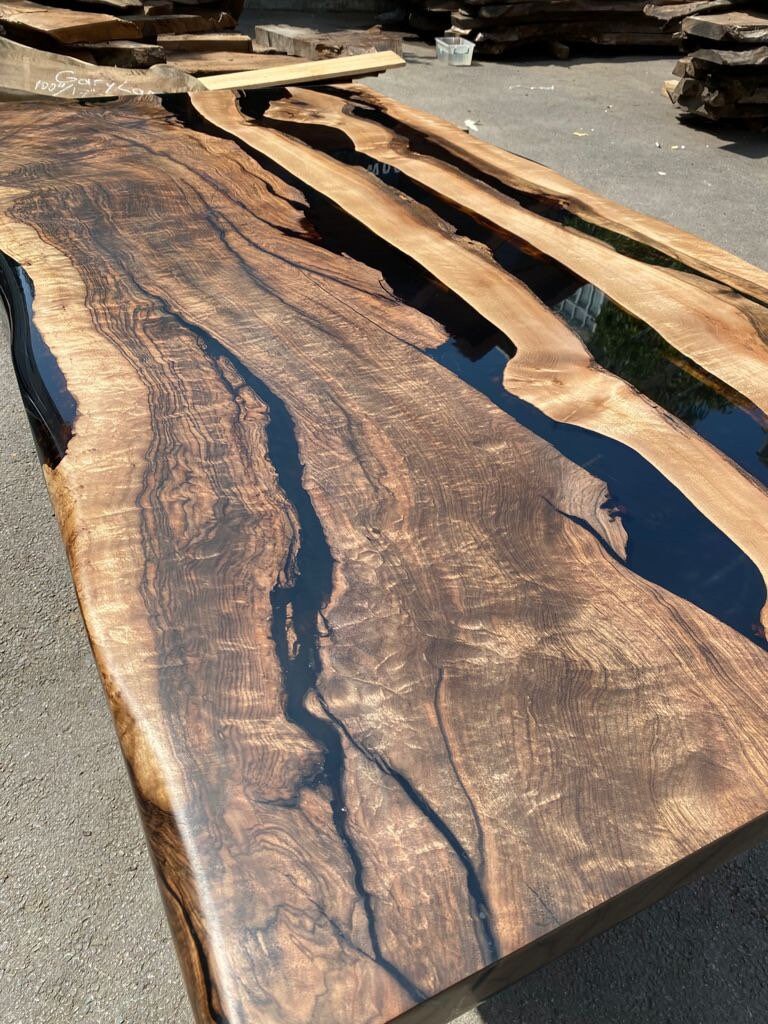 Live Edge Table, Custom 72" x 36" Epoxy Table, Walnut Dining Table, Epoxy Resin Table, Black Epoxy Table, Custom Order for Jessica John