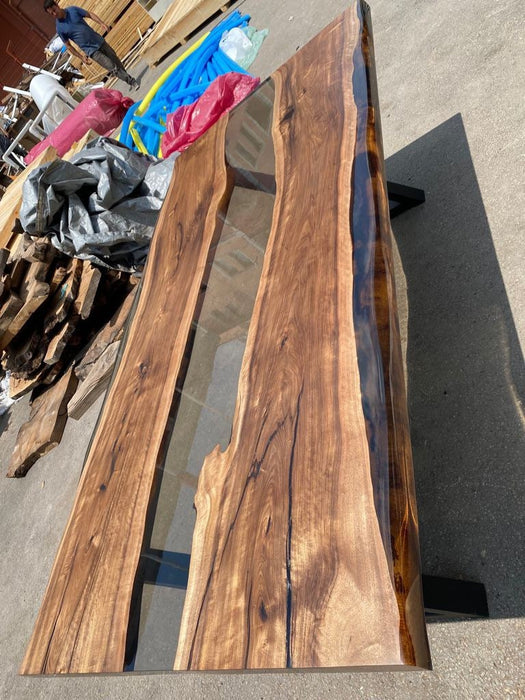 Walnut Dining Table, Epoxy Dining Table, Custom 84” x 42” Walnut Smoke Gray Table, Epoxy River Table, Custom Order for Jecson