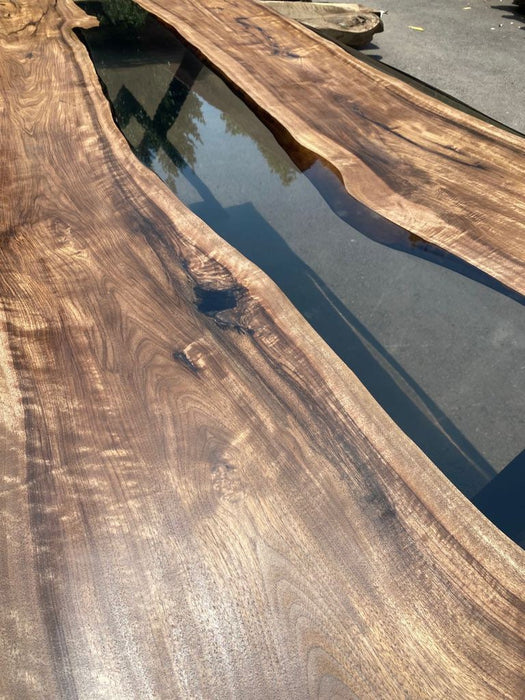 Walnut Dining Table, Epoxy Dining Table, Custom 84” x 42” Walnut Smoke Gray Table, Epoxy River Table, Custom Order for Jecson