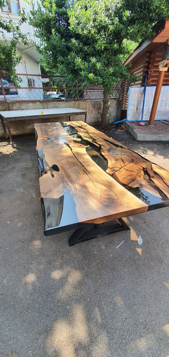 Walnut Dining Table, River Table, Custom 113” x 40” Walnut Smokey Gray Table, Epoxy River Dining Table,Custom Order for Melissa