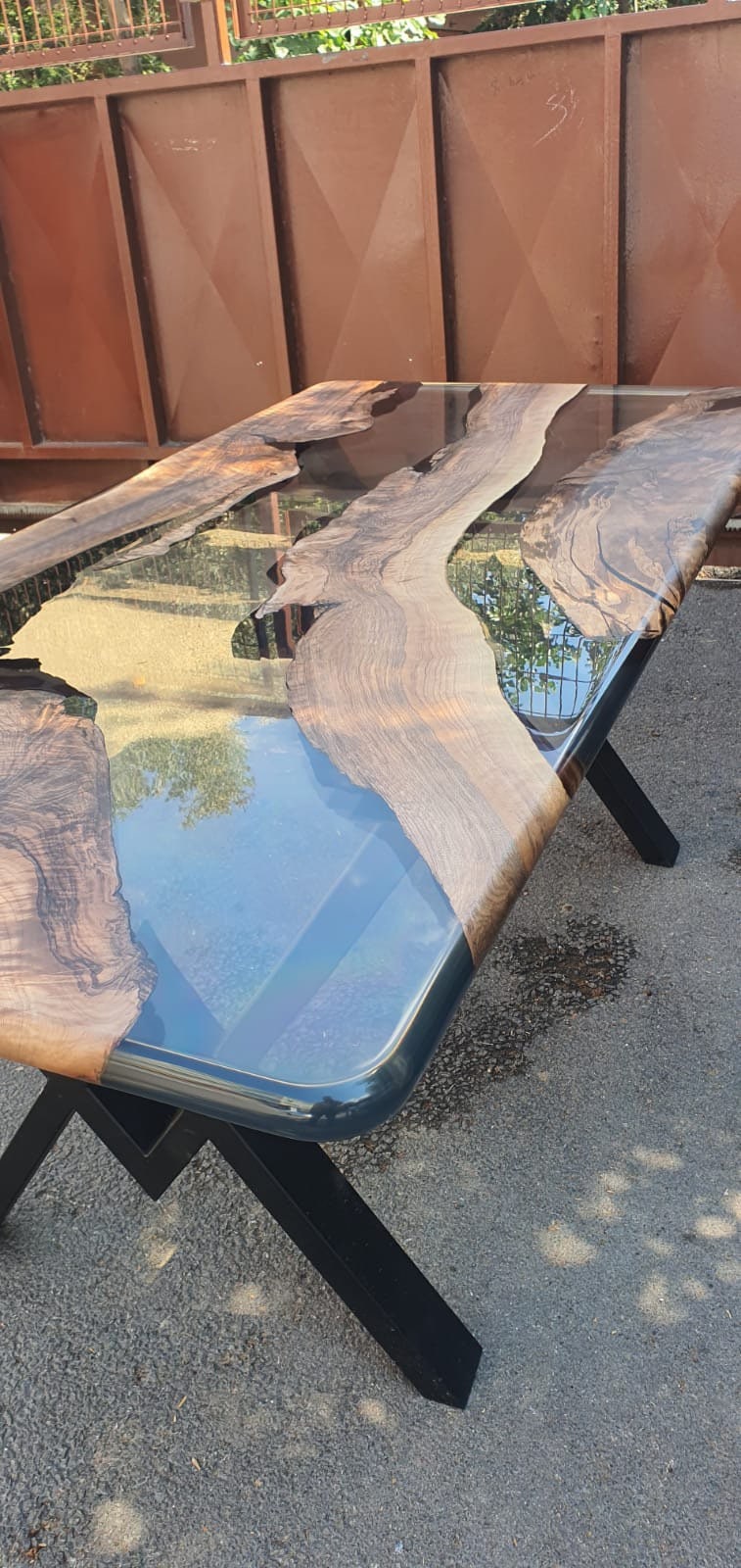 Epoxy Table, Epoxy Dining Table, Walnut Epoxy River Table, Custom 72” x 36” Walnut Smoke Gray Table, Epoxy River Table Order for Harriet B