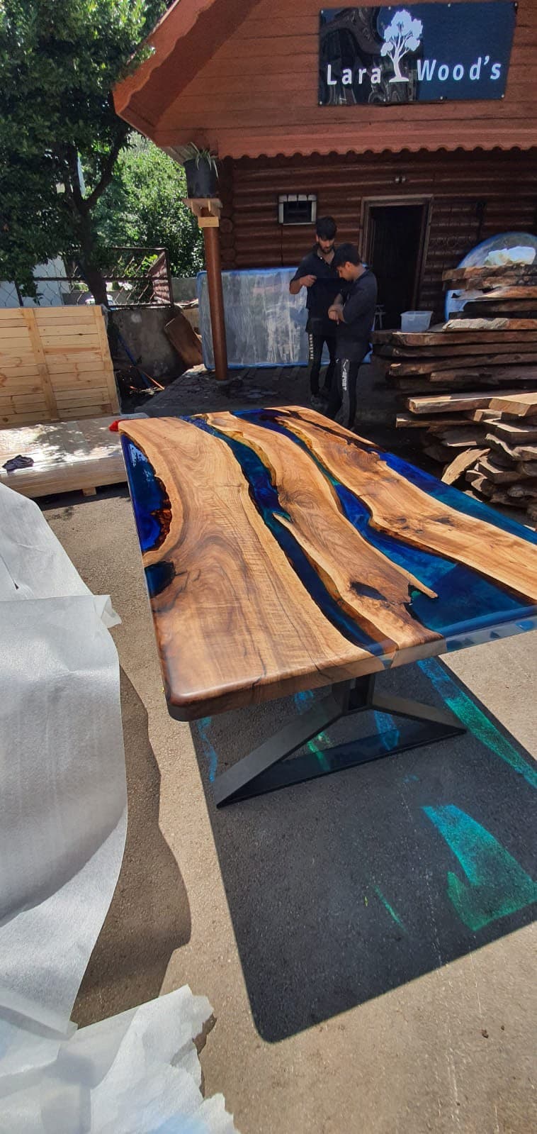 Handmade Epoxy Table, Custom 80” x 42” Walnut Blue, Turquoise, Green Epoxy Table, Live Edge Table, Epoxy River Dining Table, for Ted P