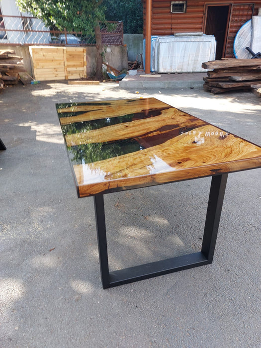 Olive Wood Epoxy Table, Epoxy Dining Table, Olive Wood River Table, Custom 60” x 36" Olive Wood Black Epoxy Table, Custom Order for Hillary