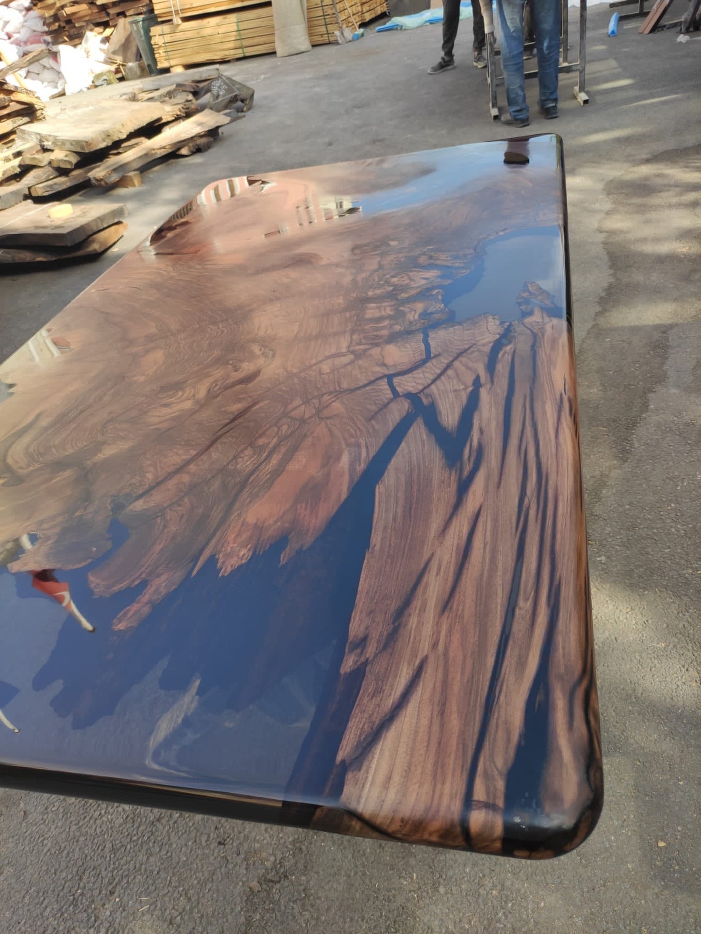 Walnut Dining Table, Custom 72” x 40” Walnut Smokey Gray Table, Epoxy Table, Live Edge Table, Epoxy Resin Table, Custom Order for Susie