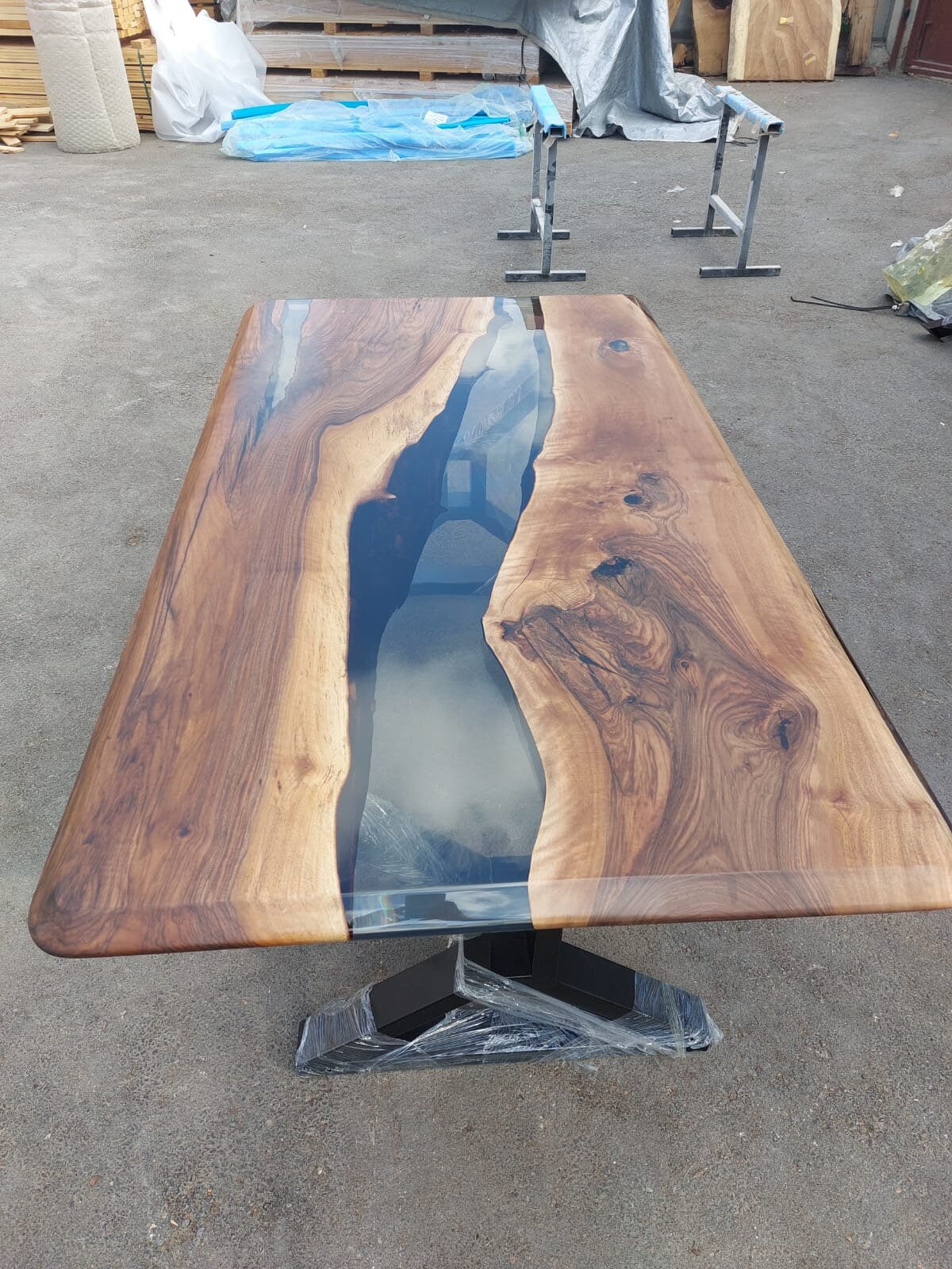 Live Edge Table, Custom 72” x 40” Walnut Smokey Gray Table, Epoxy Table, Epoxy Resin Table, Wooden Table, Custom Order for Madeline