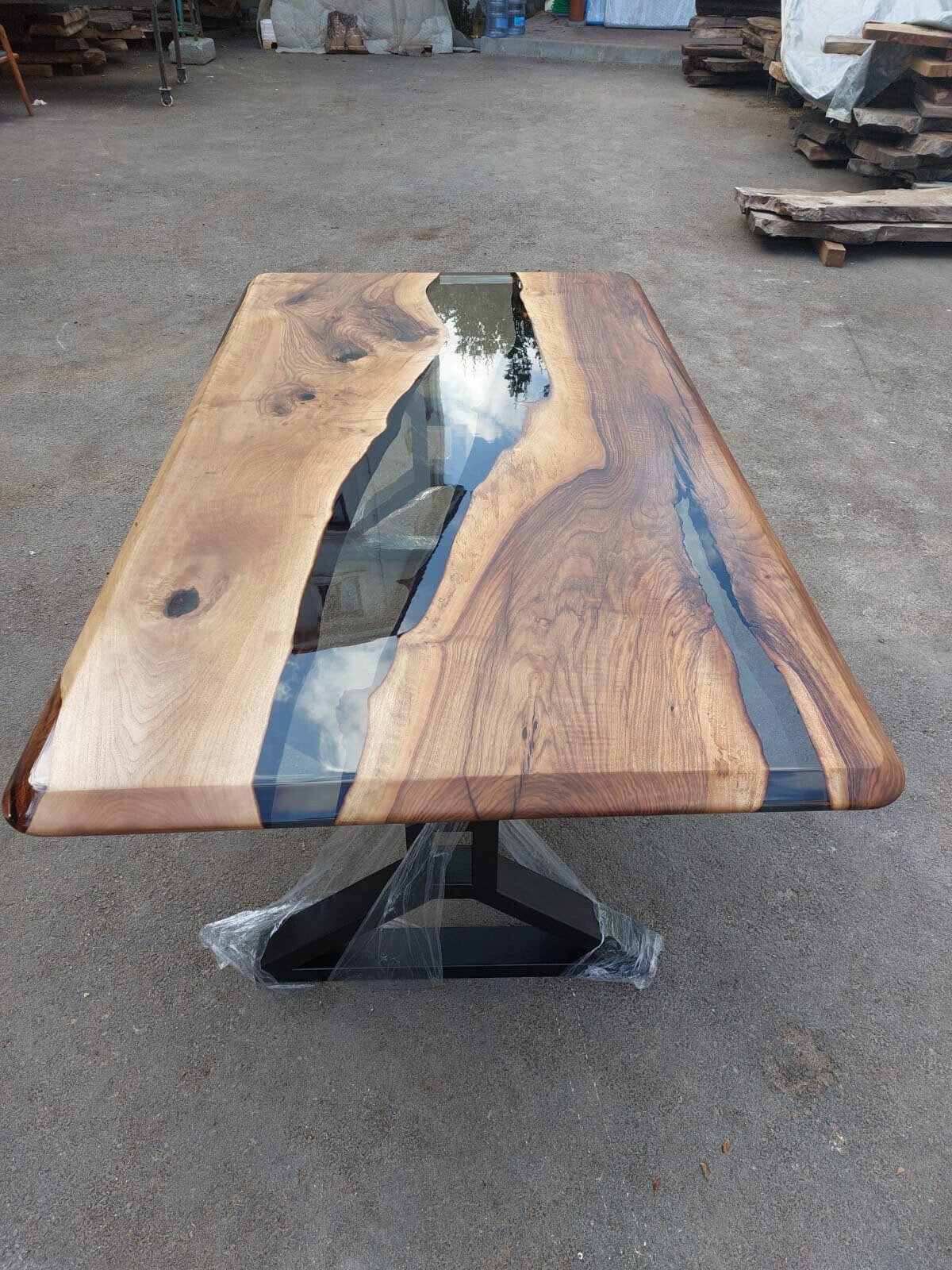 Live Edge Table, Custom 72” x 40” Walnut Smokey Gray Table, Epoxy Table, Epoxy Resin Table, Wooden Table, Custom Order for Madeline