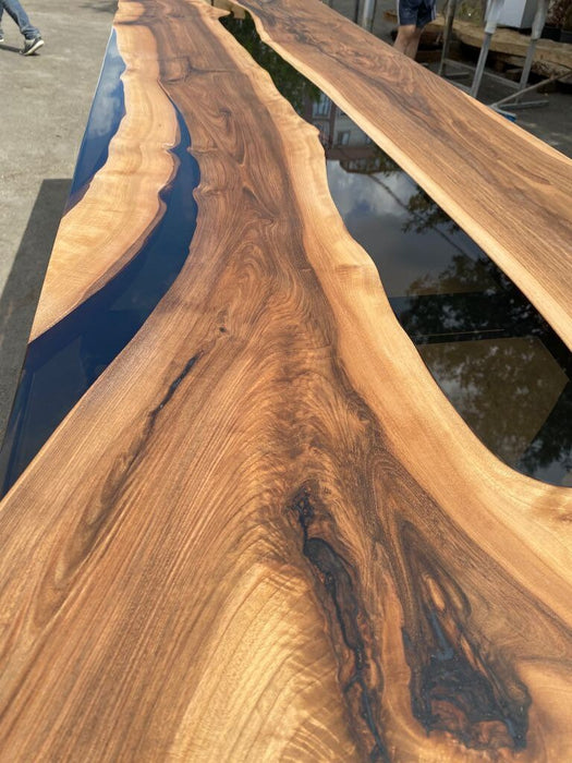 Custom Epoxy Resin Table, 96” x 25” Walnut Black Table, Epoxy Table, Unique Resin Epoxy Table, Live Edge Table, Custom Order for Marcia G