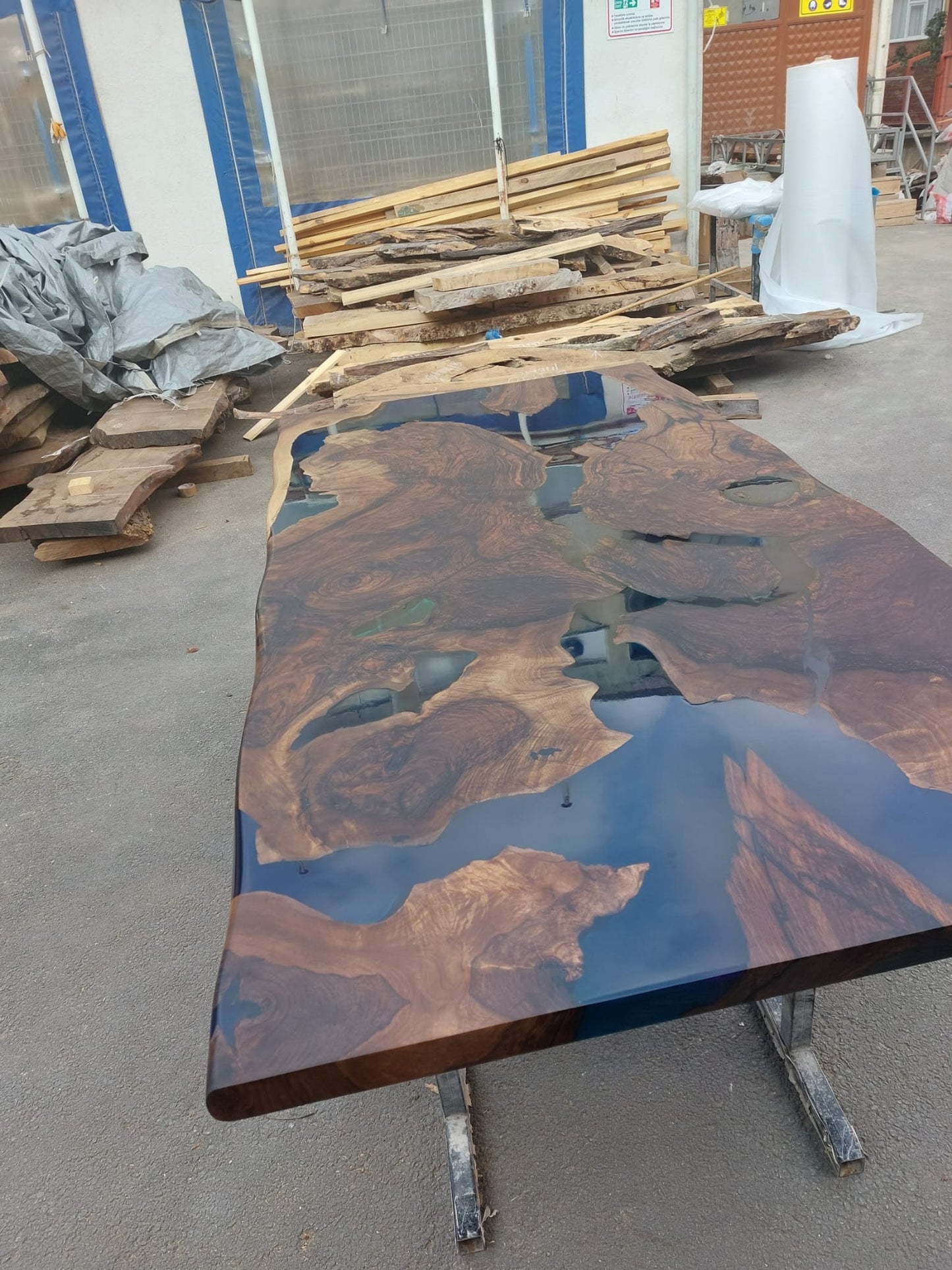 Epoxy Resin River Table, Walnut Epoxy Table, River Table, Handmade Epoxy Table, Custom 84” x 40” Blue Table, Epoxy Resin Table,  for Heather